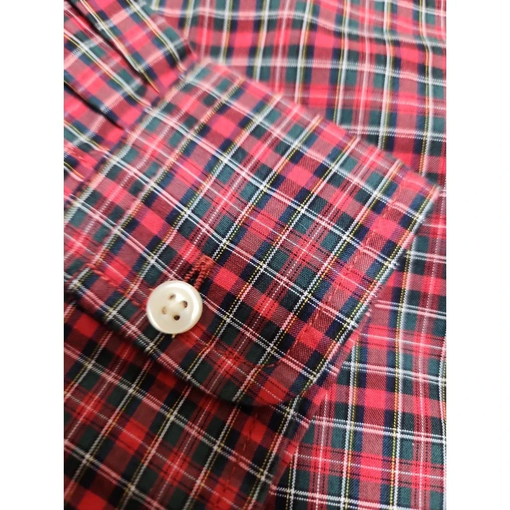 Ralph Lauren Kids Tartan Red Plaid Button Down Shirt Long Sleeve L 14-16